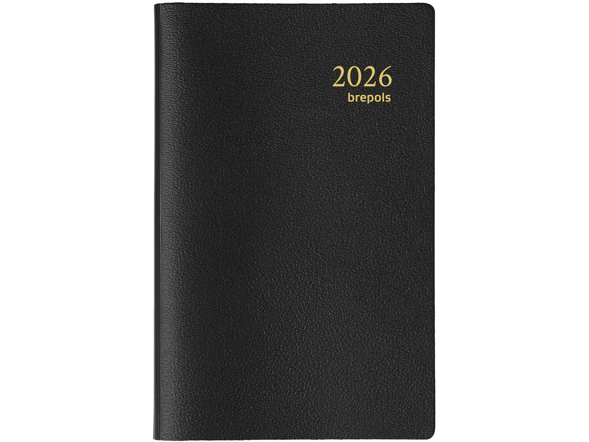 BREPOLS Agenda Delta Genova Plast 2026 0.834.2051 1S/2P noir 8.1x12cm (5412303124379)