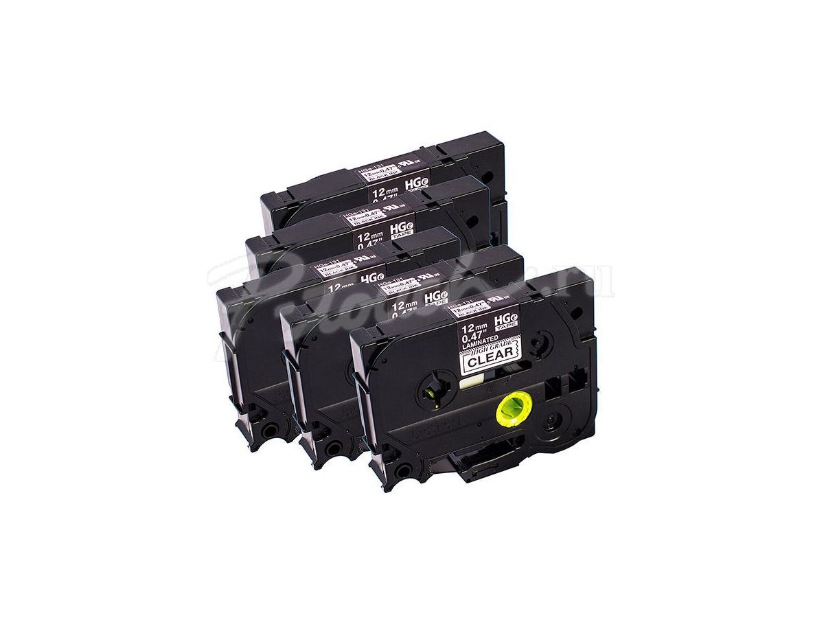 PTOUCH Nastro, High-Grade nero/chiaro HGe-131 12mm/8m 5 pezzi (4977766684576)