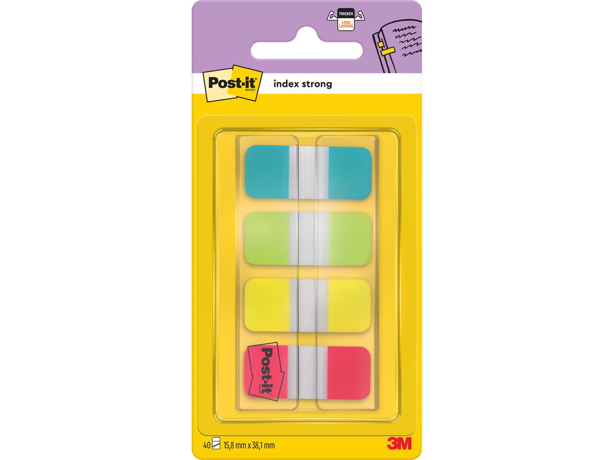 POST-IT Index Strong 16x38mm 676-ALYR 4 couleurs 4x10 pcs. (4054596002715)