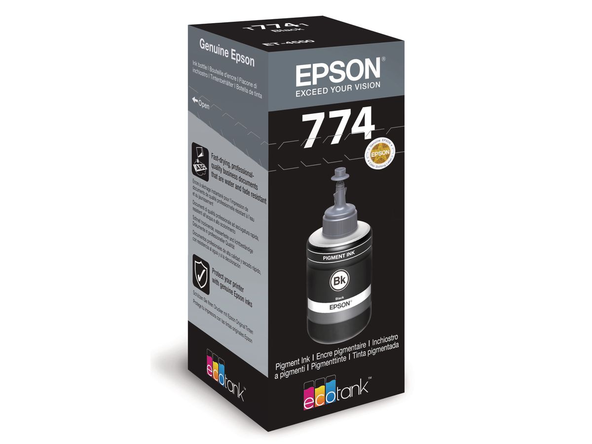 EPSON Bouteille d'encre 774 pig.noir T774140 EcoTank ET-4550 6000 pages (8715946601410)
