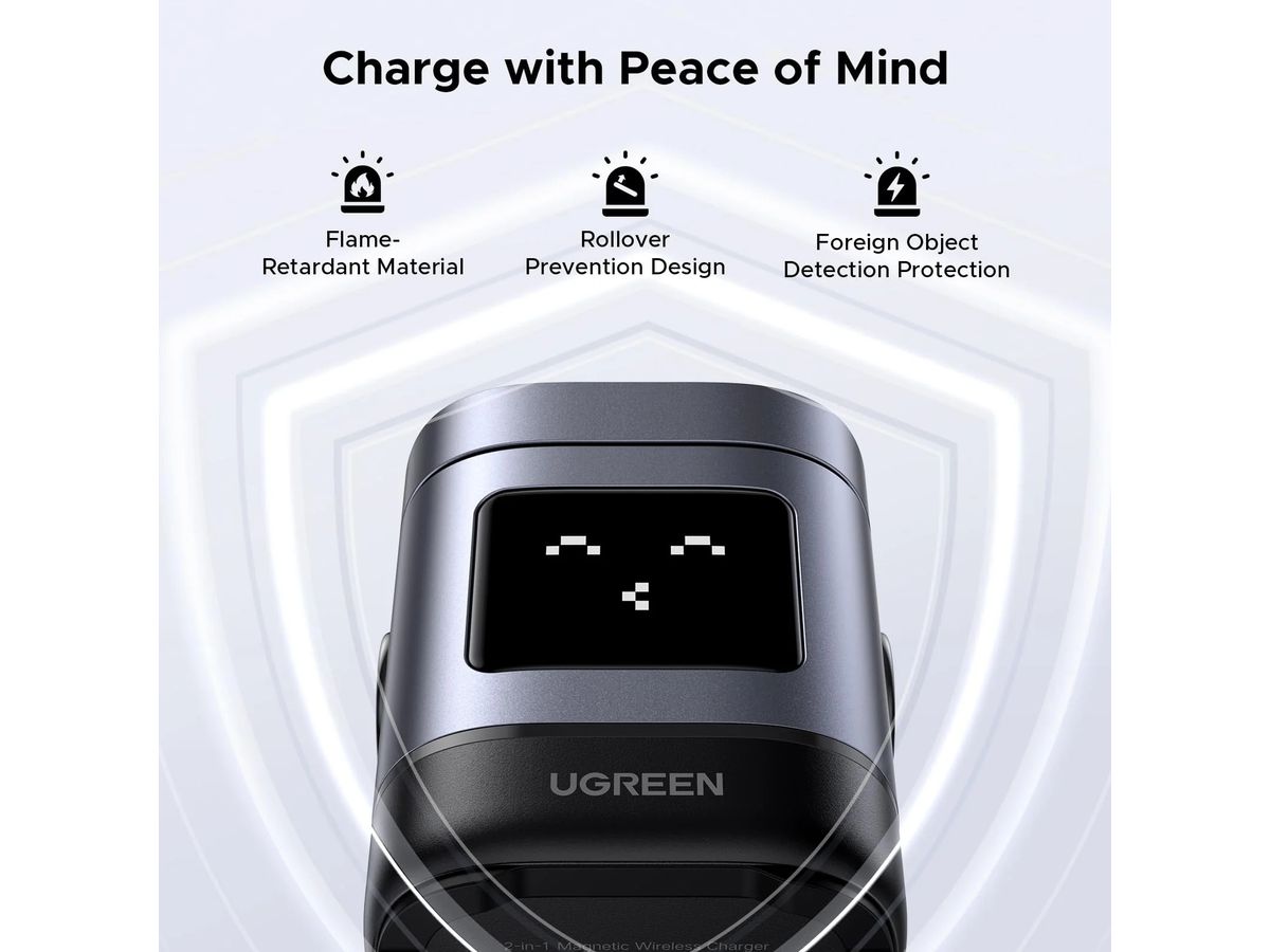 UGREEN Wireles Charger Uno 2in1 45775 20W,Robot,iPhone,AirPods (6941876247752)