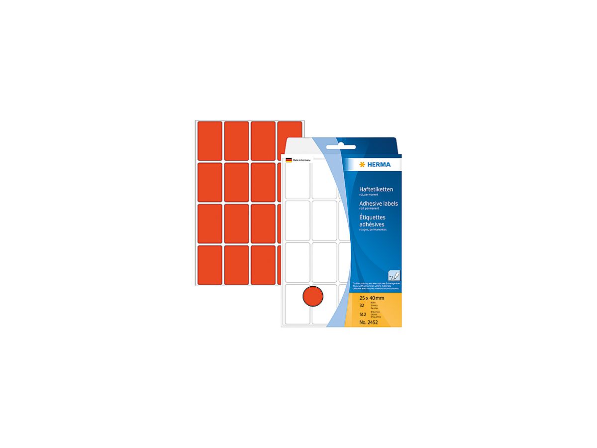 HERMA Etichette 25×40mm 2452 rosso 512 pezzi (4008705024525)