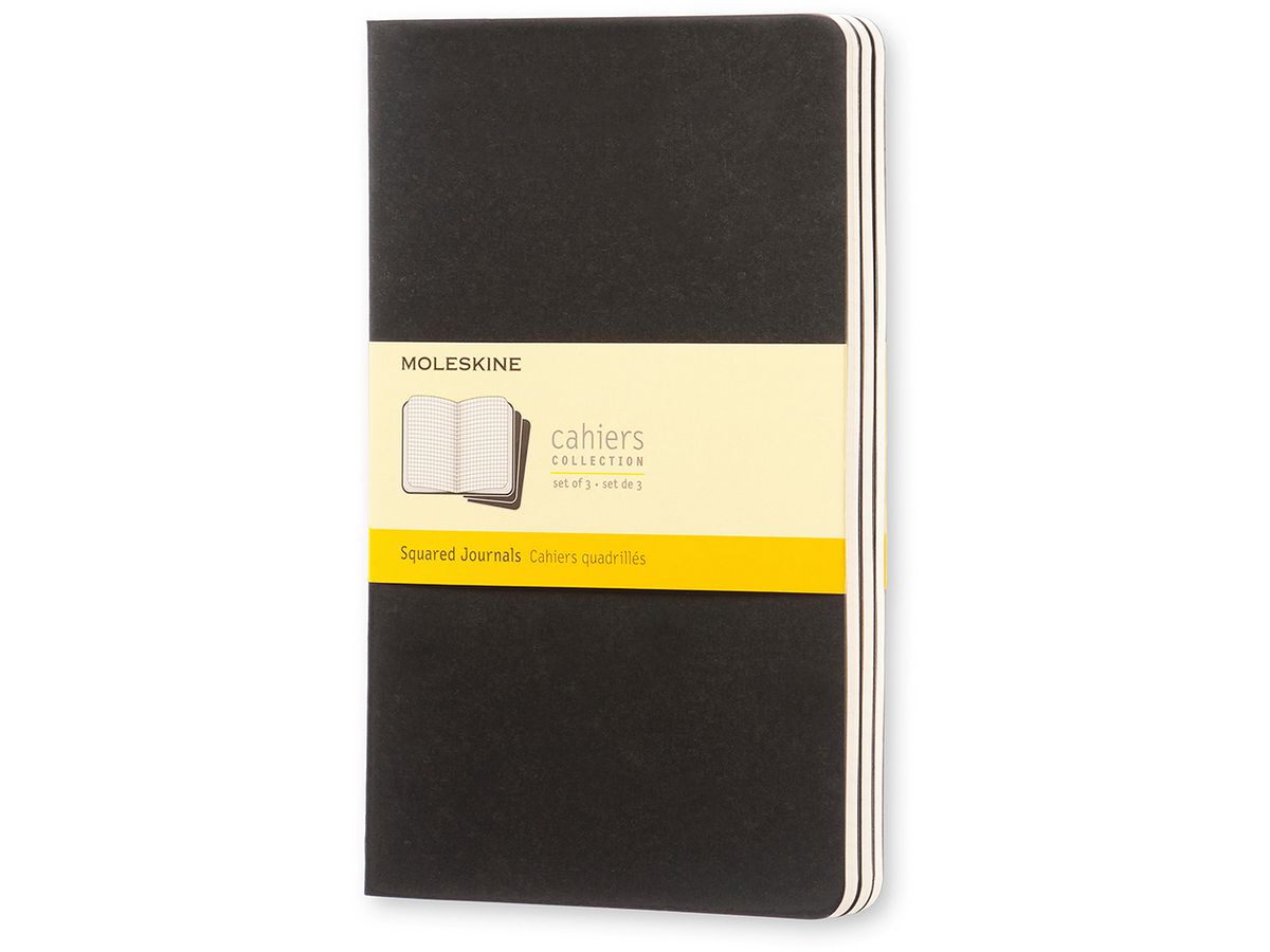 MOLESKINE Notizheft Cahier A5 496-3 kariert, schwarz 3 Stück (9788883704963)