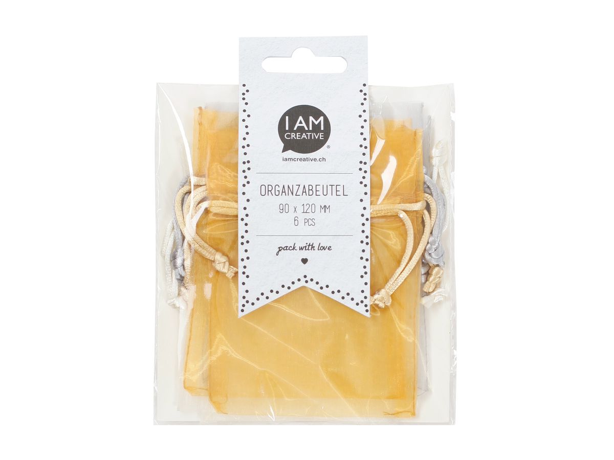I AM CREATIVE Organzabeutel 9x12cm 2100.05 shiny 6 Stück (7611983162703)
