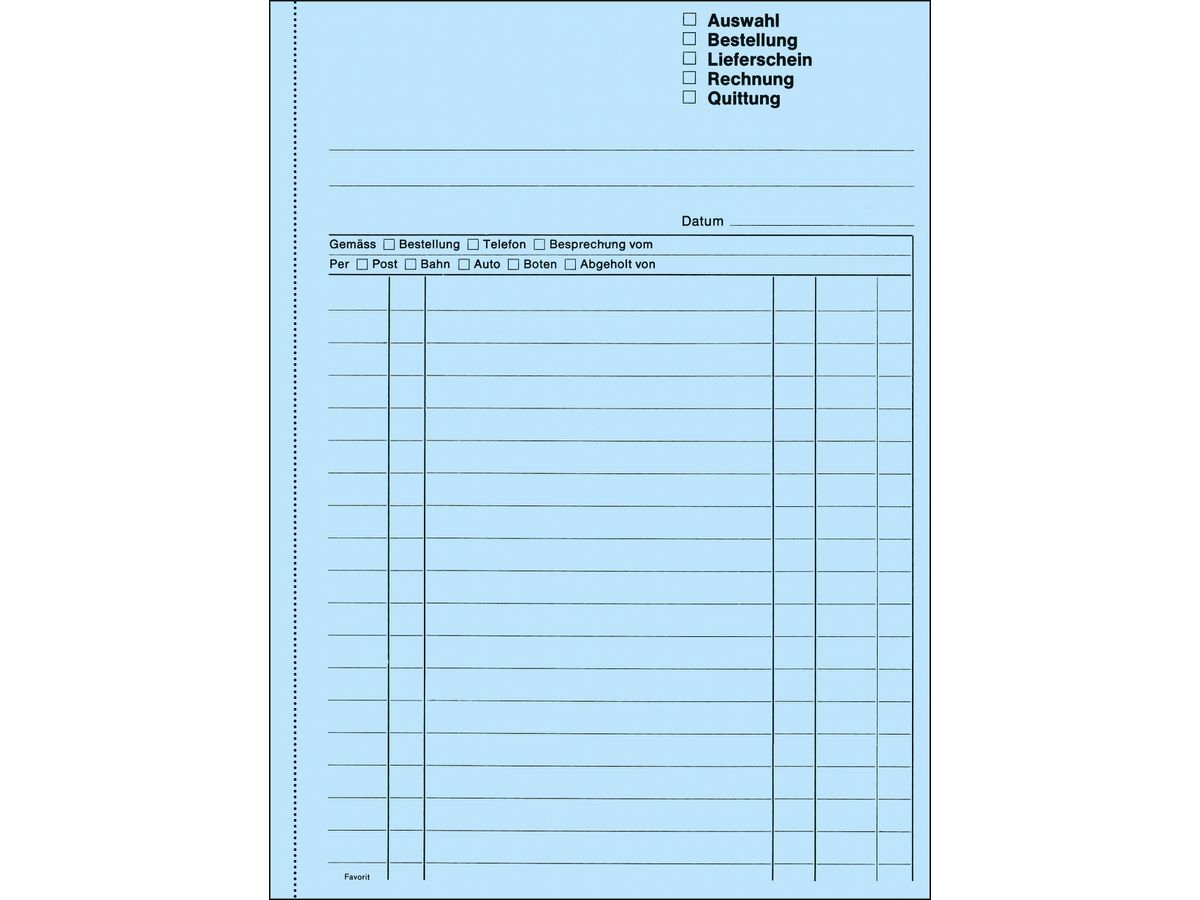 FAVORIT Livre polyvalent D A5 9115 OK bleu/bleu/blanc 50x3 feuilles (7612149047117)