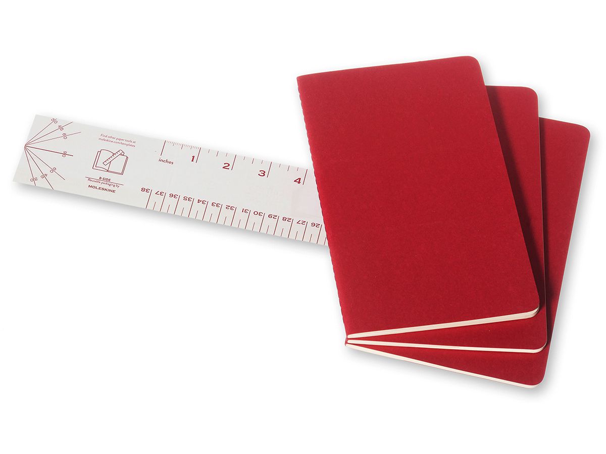 MOLESKINE Notizheft Cahier A5 103-8 blanko, rot 3 Stück (9788862931038)