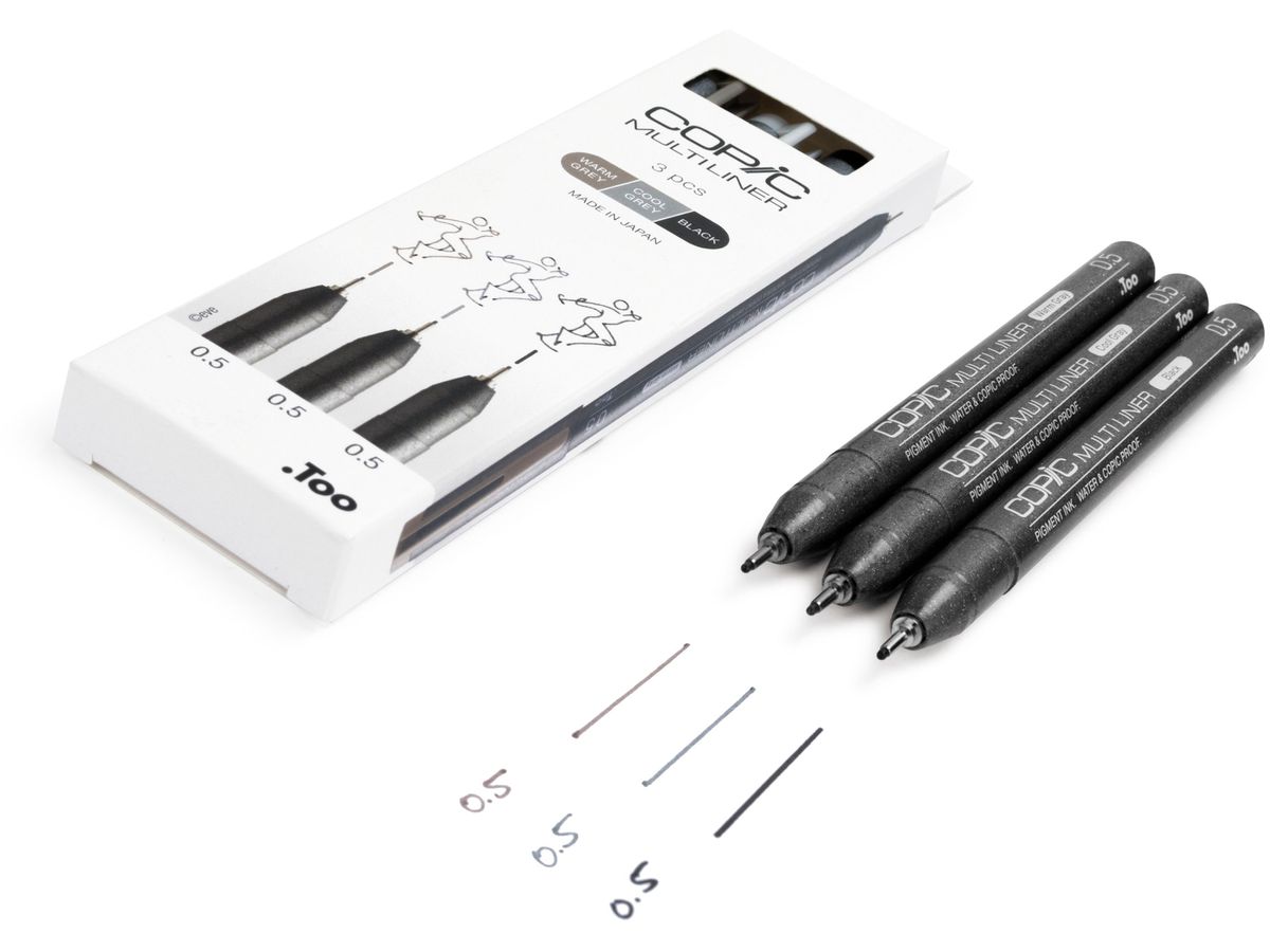 COPIC Multiliner 22075633 griggio, nero 3 pezzi (4013695266060)
