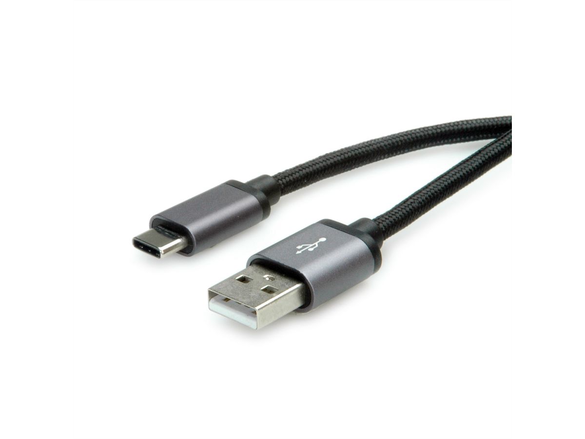 ROLINE USB-A-C, Datenkabel 11.02.9028 Black/Sil, ST/ST, USB 2.0 1.8m (7611990142224)