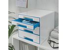 LEITZ Schubladenbox WOW Cube A4 52132036 weiss/blau, 4 Schubladen (4002432115358)
