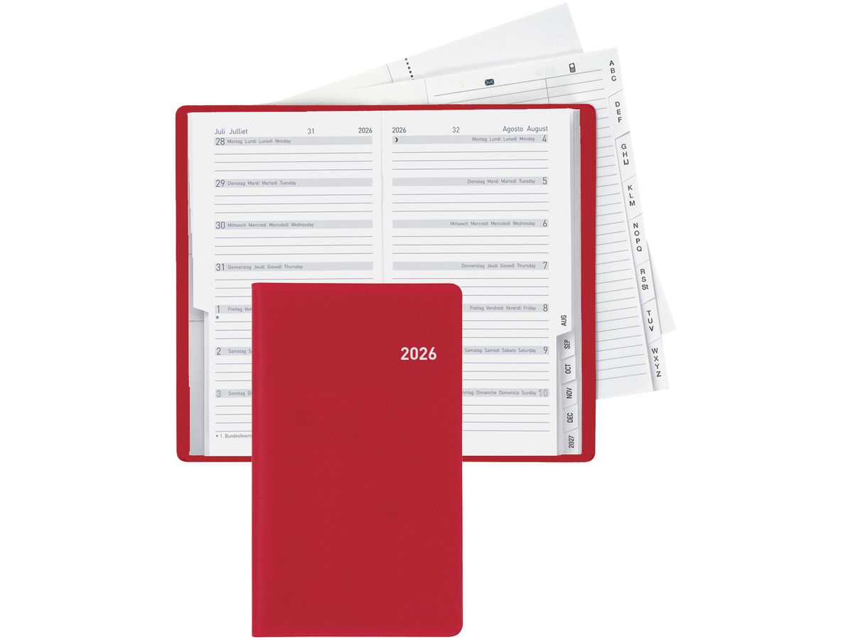 BIELLA Planer Bern 2026 851572470026U 1W/1S weinrot ML 8.7x15.3cm (7611365526482)