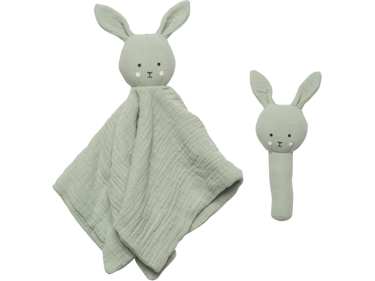 JABADABADO Geschenkset Rassel Hase S1026 grün 2-teilig (7332599010263)