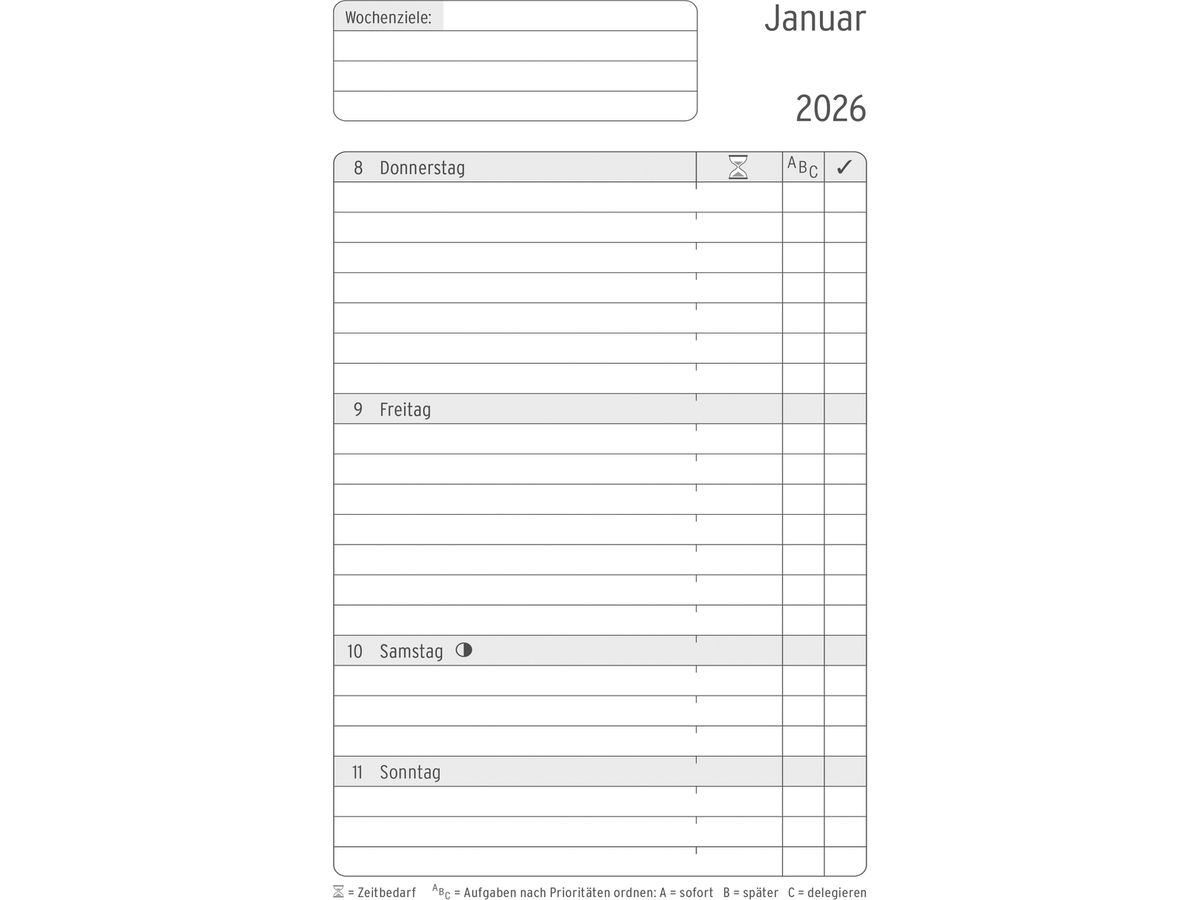 CHRONOPLAN Chronobook Black&White 2026 50966Z.26 1W/2S schwarz SC Mini (4004182088371)