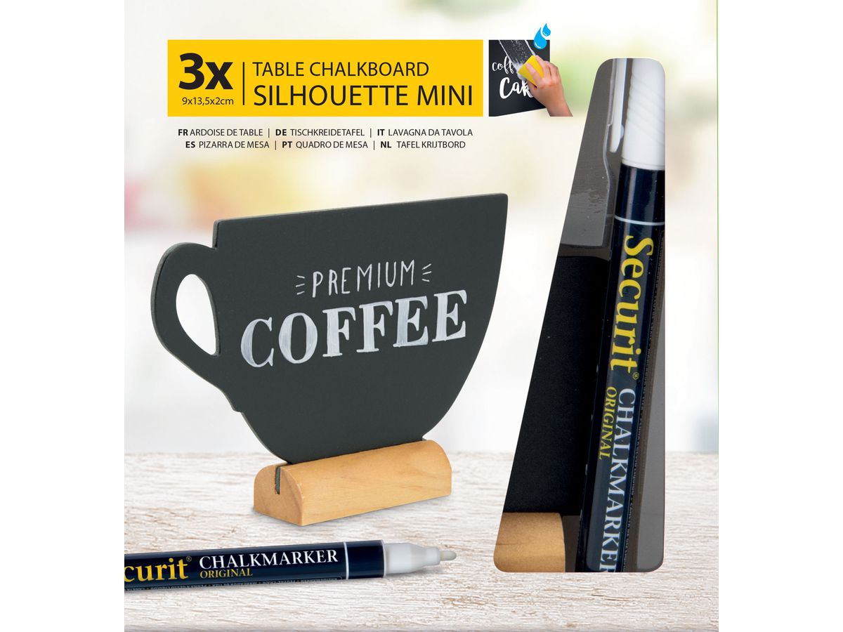 SECURIT Tableau Craie CUP-3 FBT-CUP-3 noir 9x13.5x2cm (8718226496393)