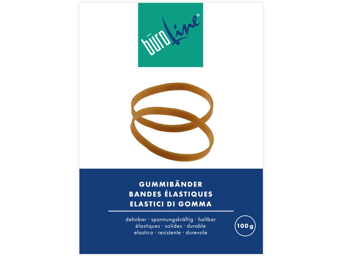 BÜROLINE Elastiques 90x6mm 155264 brun, ø 60mm 100g (7612532016478)