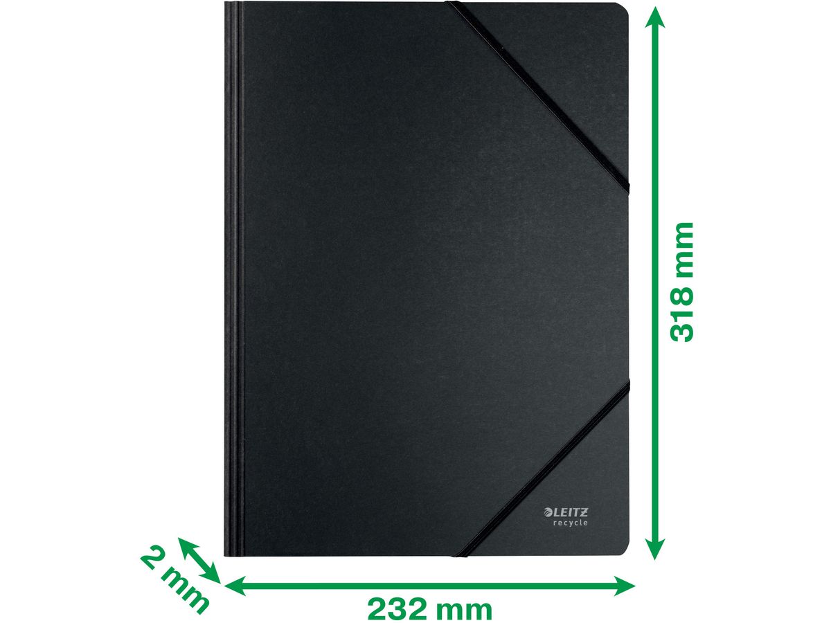 LEITZ Cartellina elastico Recycle A4 3908-00-95 nero, cartone (4002432128051)
