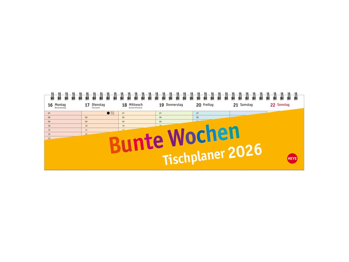 HEYE Tischplaner Bunte Wochen 2026 23321+26 1W/1S DE 32.5x9.3cm (9783756411924)