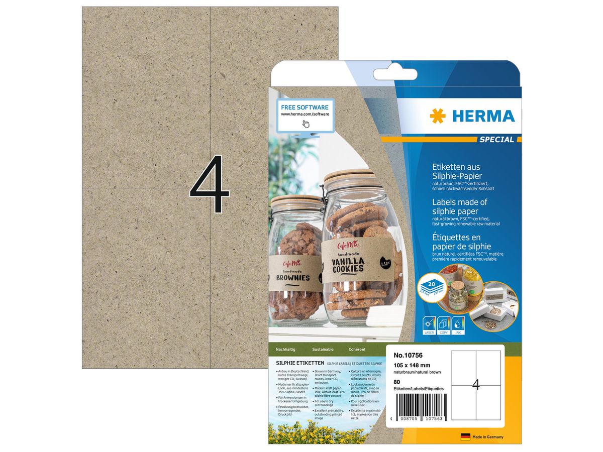 HERMA Etichette 105 x 148 mm 10756 da silphia paper 80 pezzi (4008705107563)