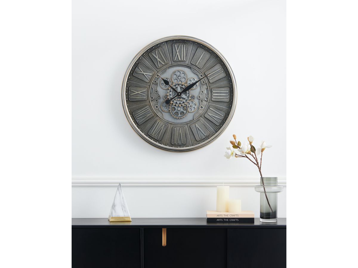 EGLO Wanduhr Kenema 70cm 425518 silber (9008606331253)