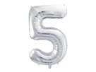 PARTYDECO Ballon en plastique no. 5 86cm FB1M-5-018 argent (5902230736054)