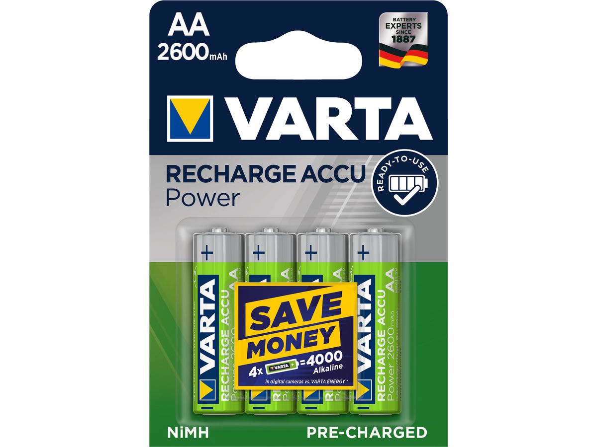 VARTA Pile Akku 5716101404 R2U, AA/HR6, 2600 mAh, 4 pcs. (4008496745975)