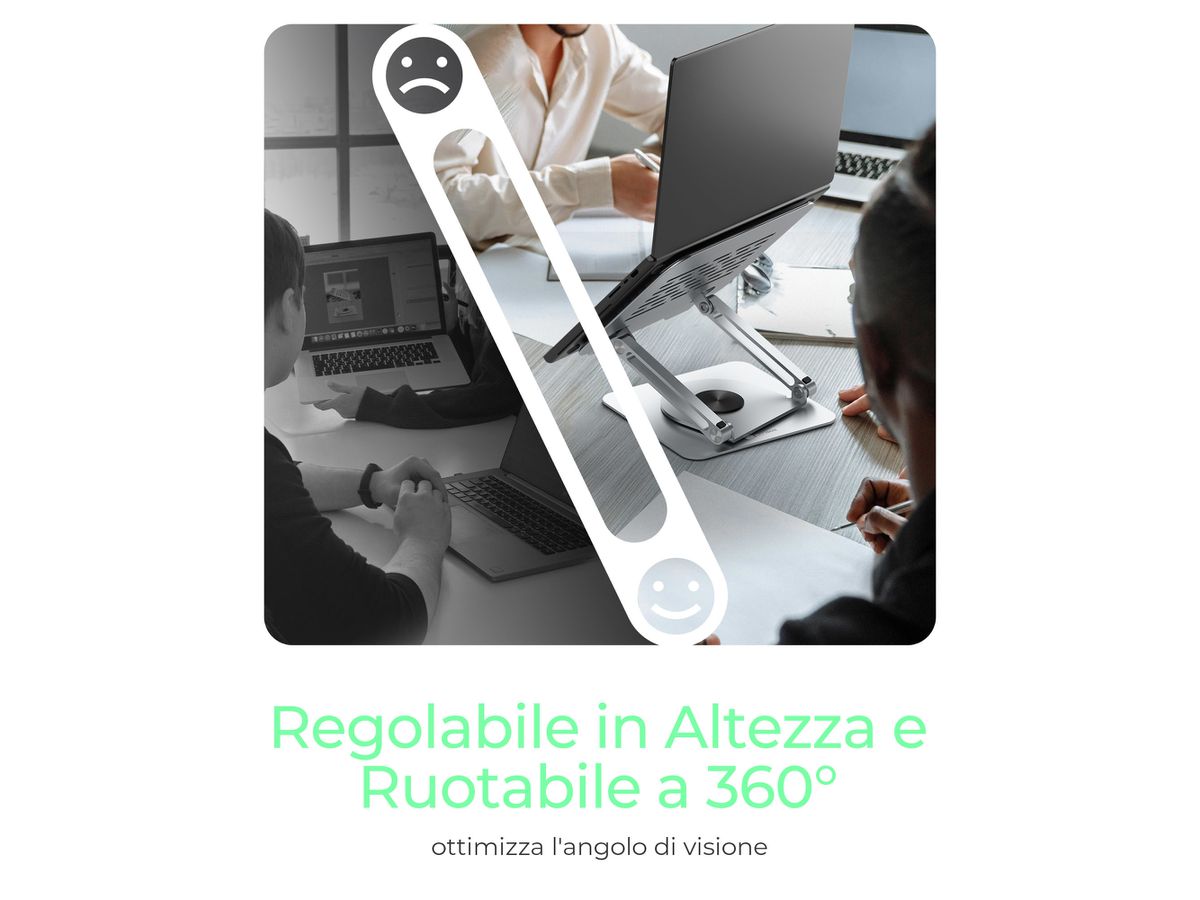 ICY BOX Rotatable and fully adjustable IB-NH300-R notebook stand 17 Inch silver (4250078174462)