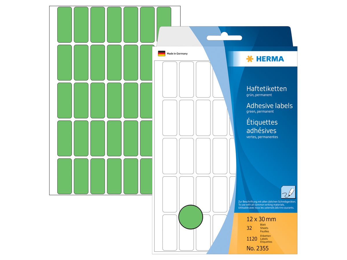 HERMA Etichette 12×30mm 2355 verde 1120 pezzi (4008705023559)