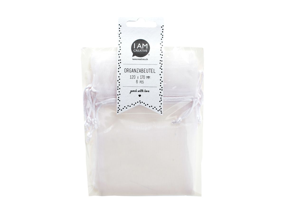 I AM CREATIVE Organzabeutel 12x17cm 2100.1 weiss 6 Stück (7611983162758)