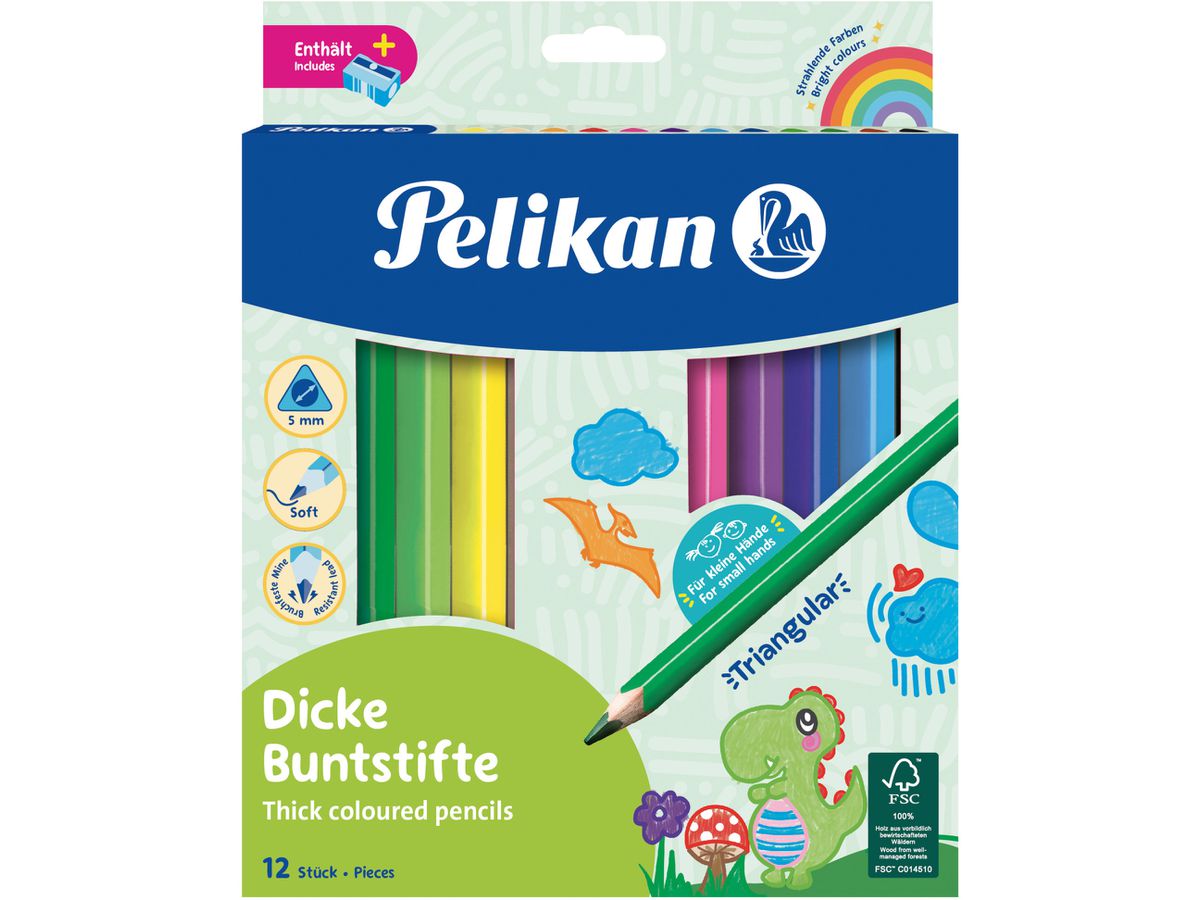 PELIKAN Crayons de couleur Jumbo 700160 12 coul. incl. Taille-crayon (4012700700162)