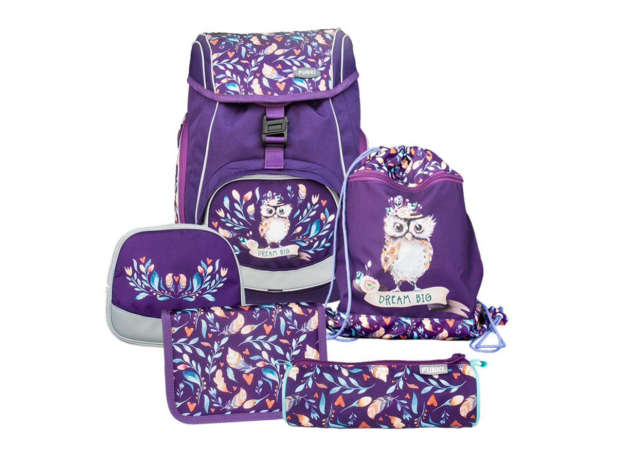 FUNKI Flexi-Bag Set Hippie Owl 6040.608 flieder 5-teilig (7611468083356)