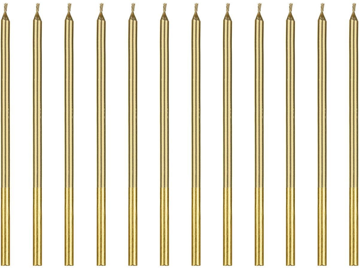 PARTYDECO Candeline di compleanno 14cm SCD-4-019 oro 12 pezzi (5904555039094)