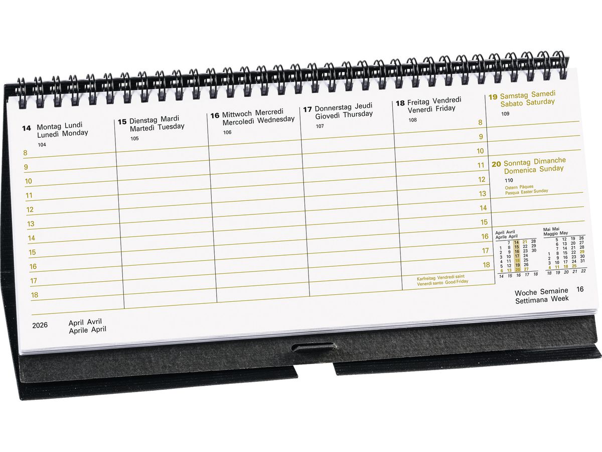 BRUNNEN Calendrier 2026 1087060906 1S/2P noir ML 28x12cm (4061947145106)