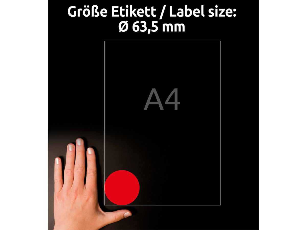 AVERY ZWECKFORM Etiketten 63,5mm L7670R-25 rot 300 Stück (4004182608401)