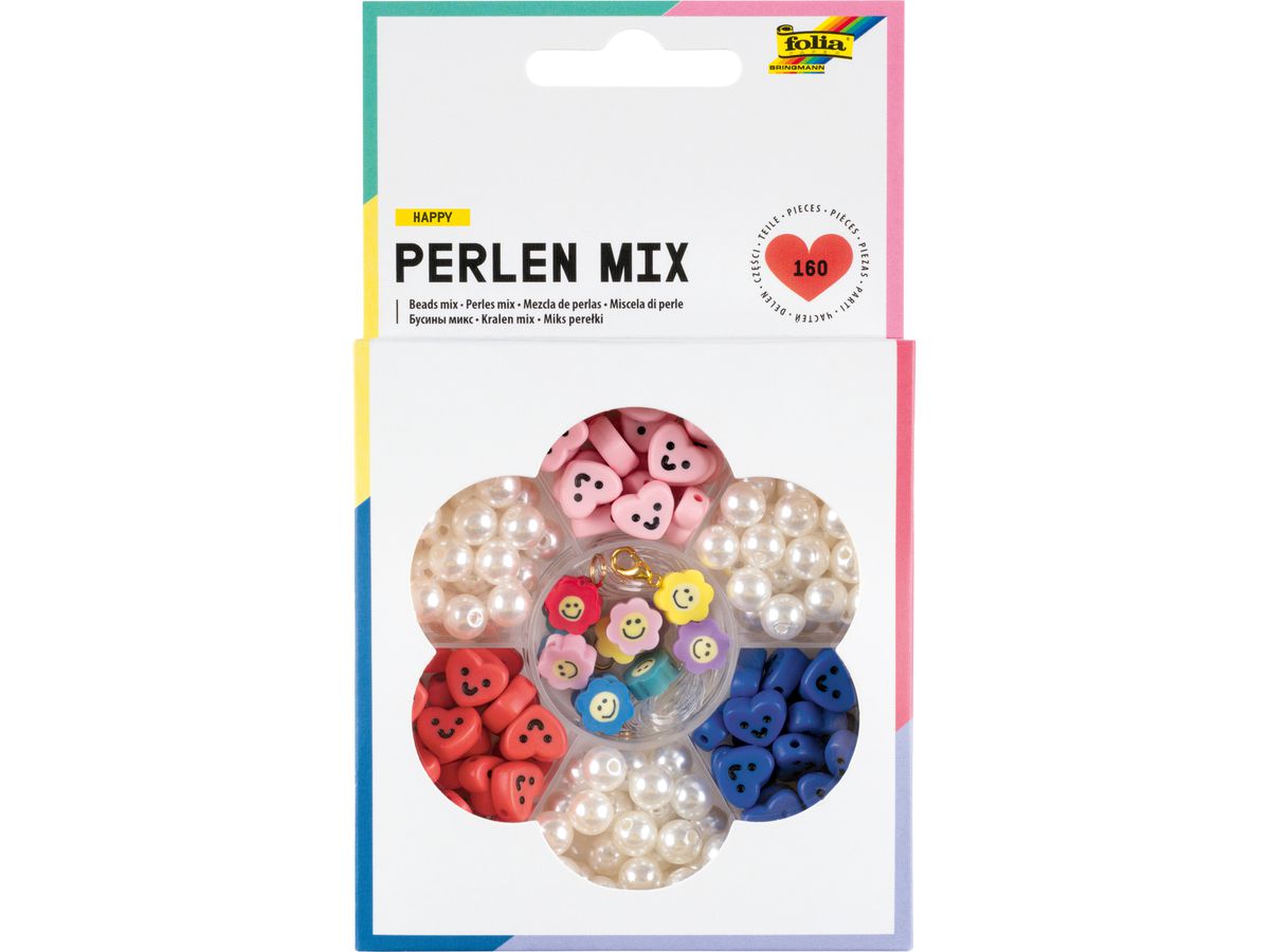 FOLIA Miscela di perline 32023 Happy 160 pezzi (4001868133349)