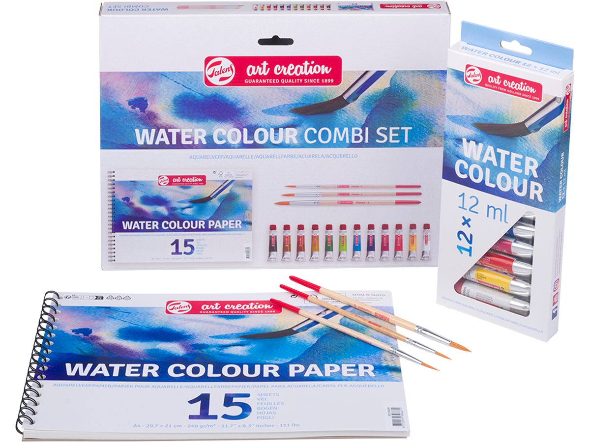 TALENS Aquarell Combi Set 12x12ml 9022094M Farbe, Pinsel, Papier (8712079535704)