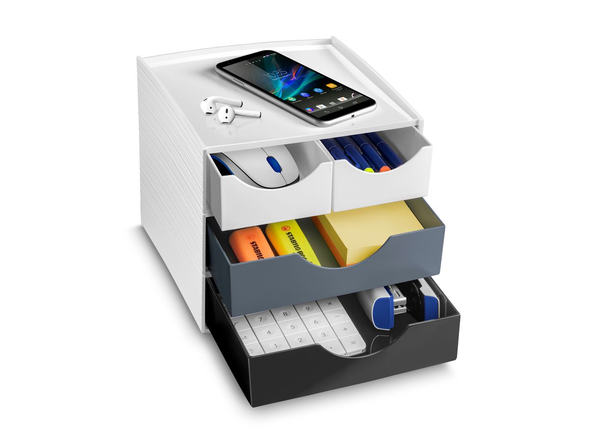 CEP Schubladenbox MyCube Mineral 1032112611 4 Schubl. weiss/grau/schwarz (3462159016931)