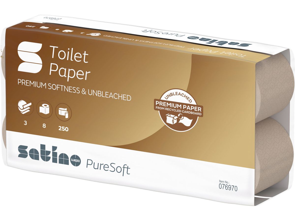 SATINO Toilettenpapier PureSoft 628528 3-lagig, 8 Rollen à 250 Blatt (4000735353897)
