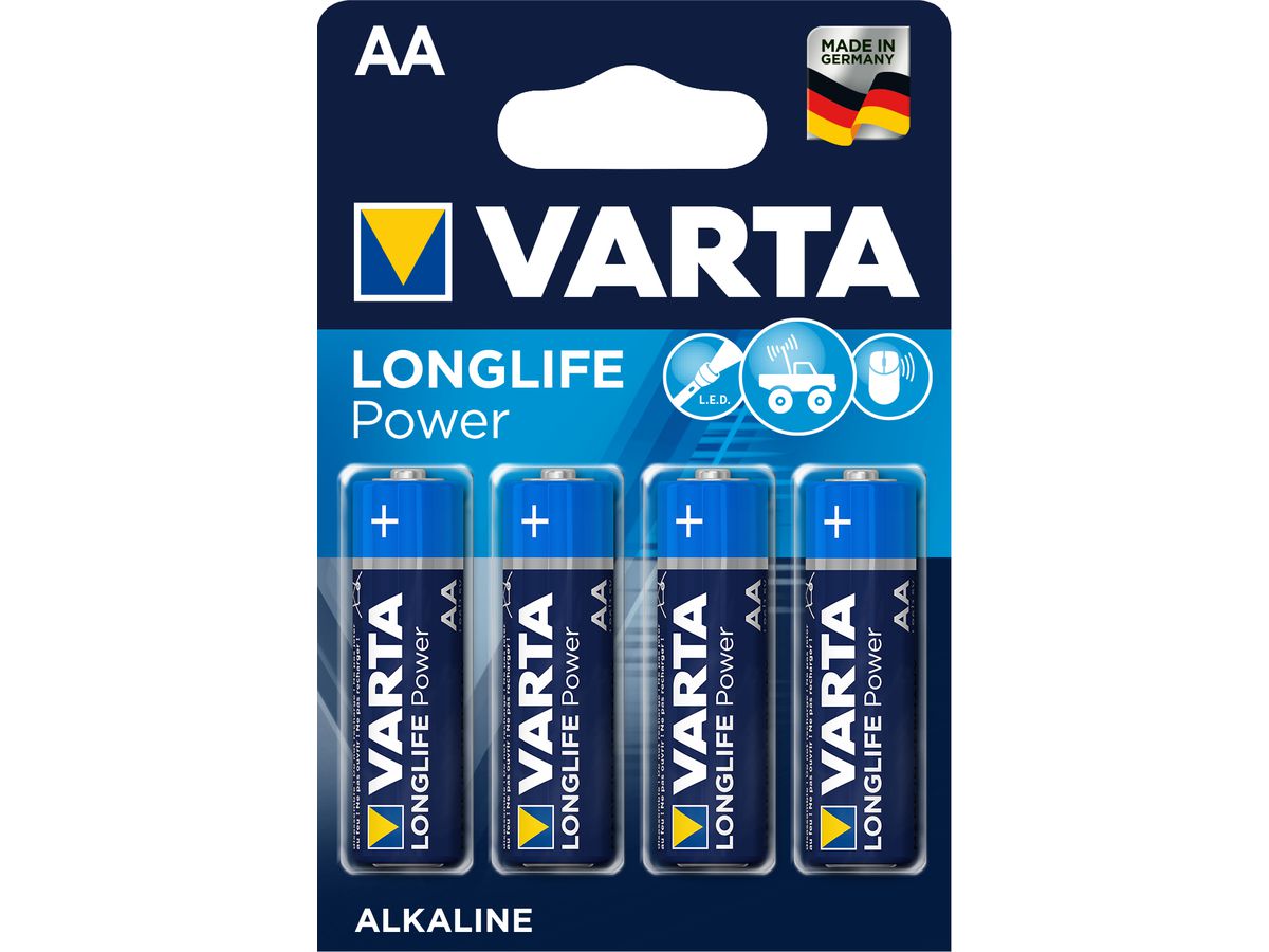 VARTA Batterie Longlife Power 04906 121 414 AA/LR06, 4 Stück (4008496559435)