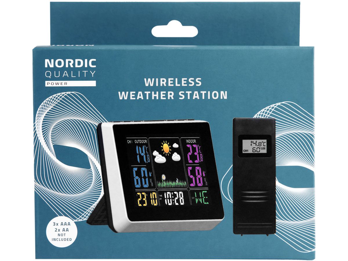 NORDIC Q Weather Station Wireless RS8738LE5B color display outdoor sensor (5706470124615)
