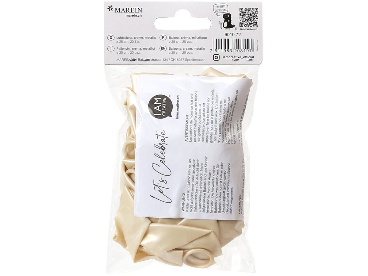 I AM CREATIVE Ballons, crème, métallique 6010.72 20 pcs. (7611983208197)