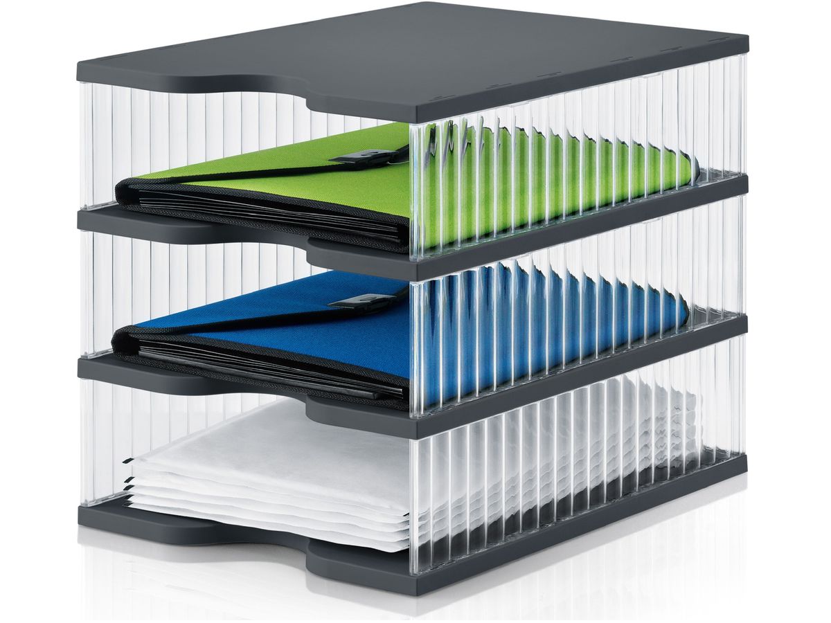 STYRO Sistema di archiv. Styrobig 228-0103.92 nero/trasparente 3 scomparti (7612176084086)