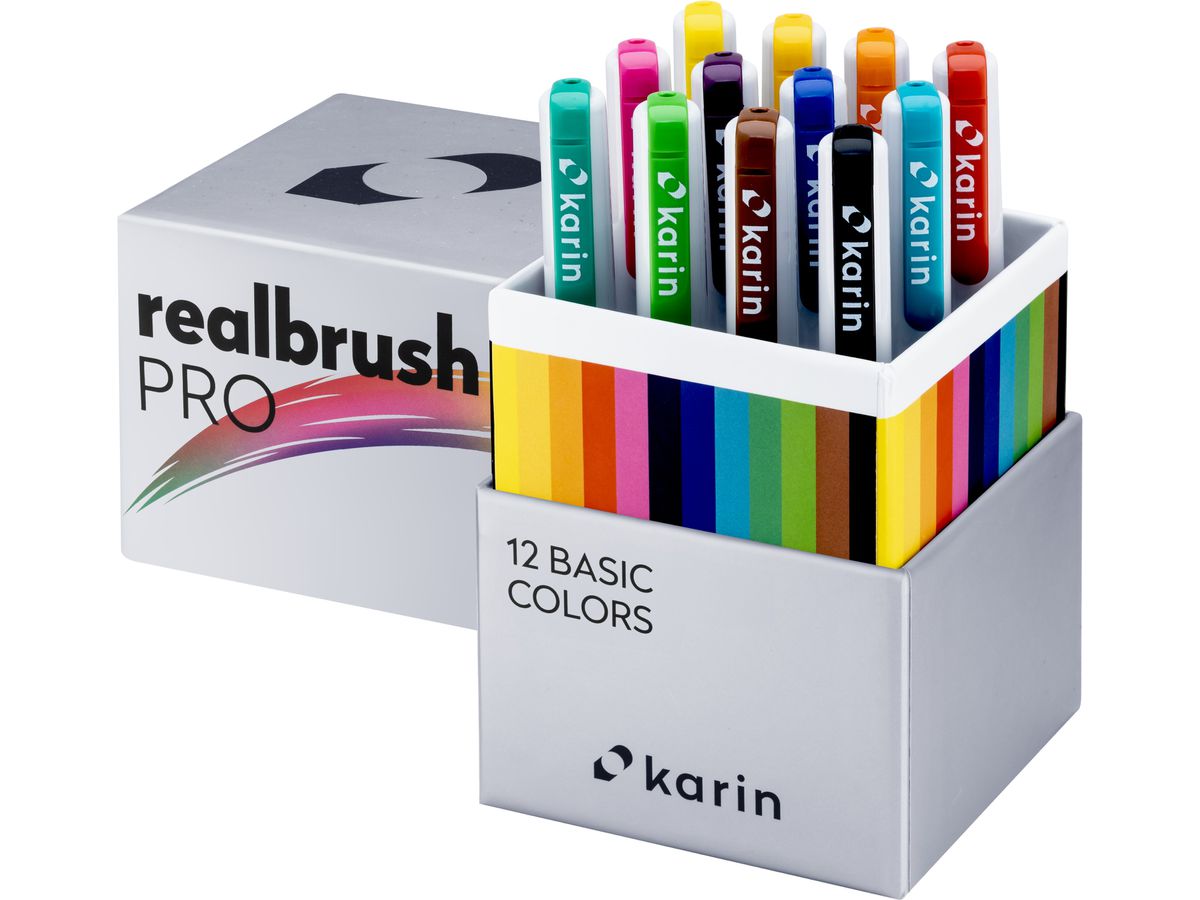 KARIN Real Brush Pen Pro 0.4mm 31C Basic Colours 12 pezzi (5904446031312)