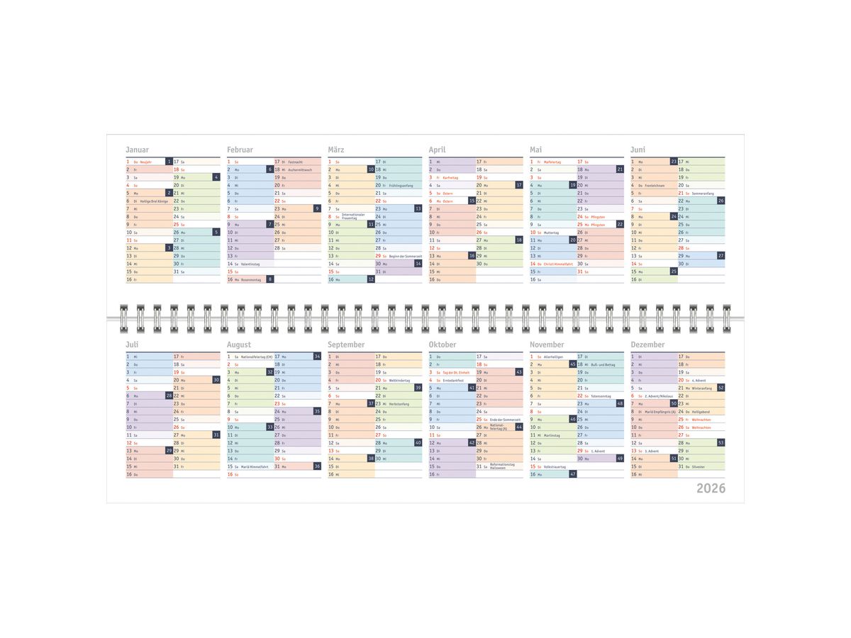 HEYE Tischplaner Bunte Wochen 2026 23321+26 1W/1S DE 32.5x9.3cm (9783756411924)