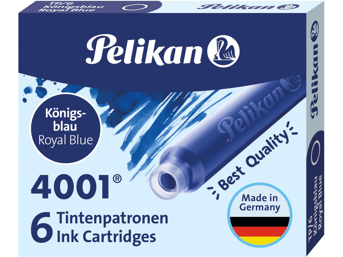 PELIKAN Encre 4001 TP/6 301176 bleu roi, effaçable 6 pièces (4012700301178)
