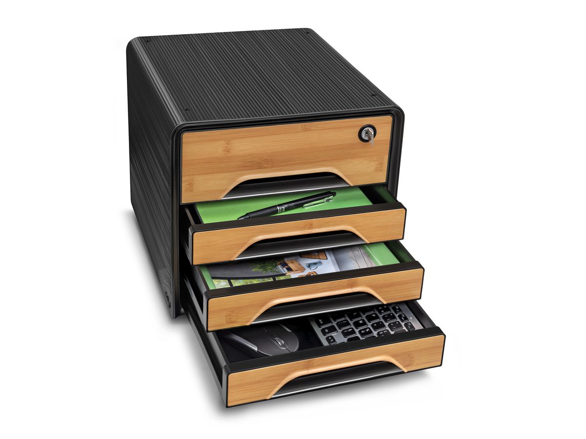 CEP Set tiroires Smoove Silva 1073115301 4 tiroirs a. serr. noir/bambou (3462159018256)