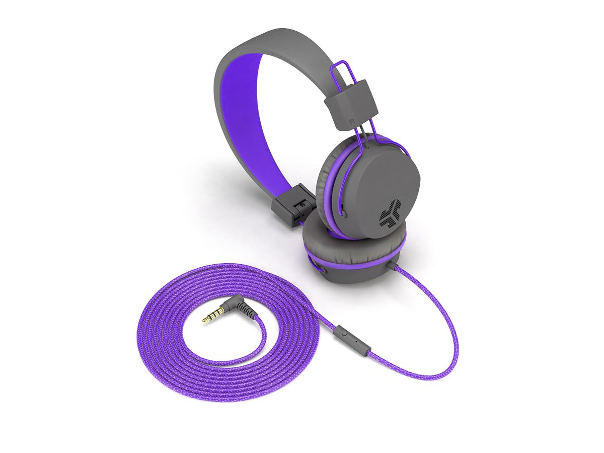 JLAB JBuddies Studio Kids On-Ear IEUHJKSTUDIORGRYPRP6 Wired, Grey/Purple (0812887015431)