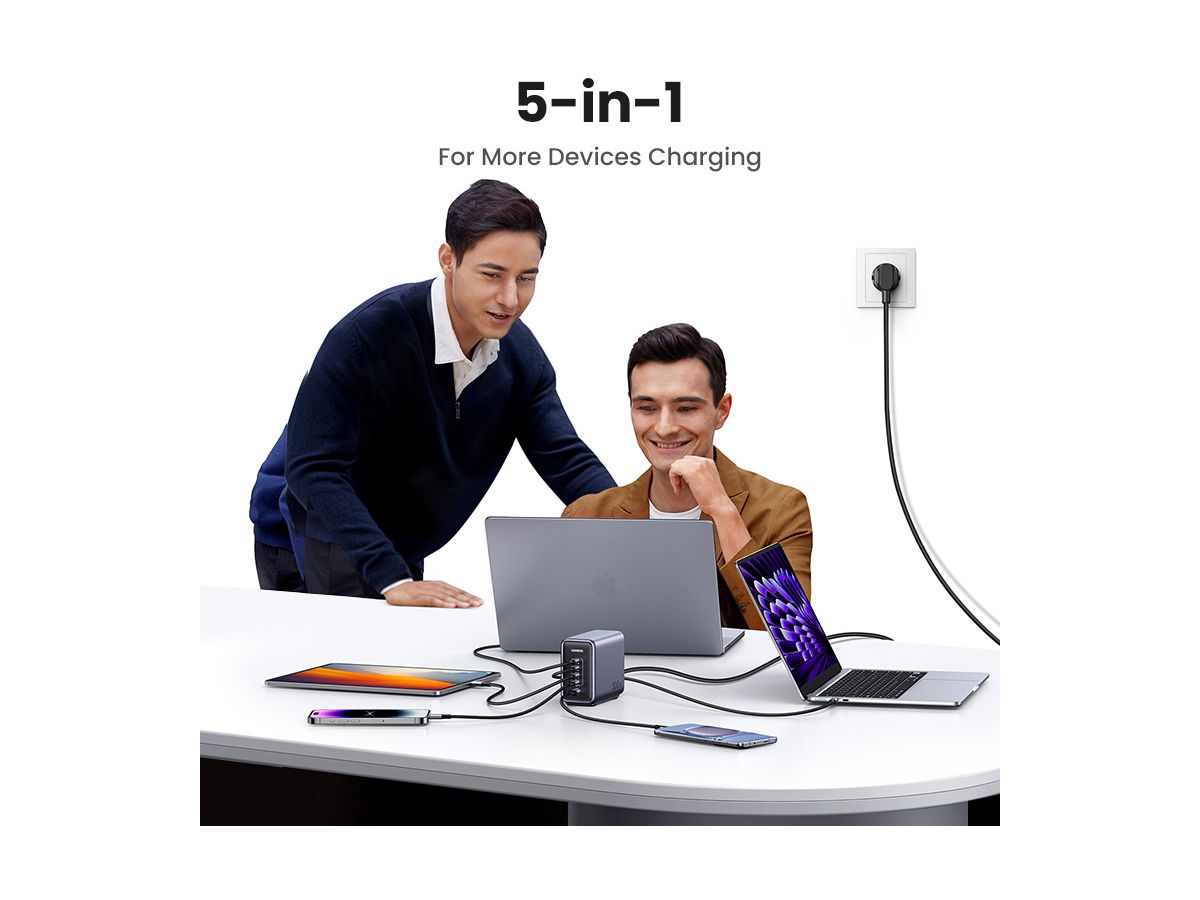 UGREEN USB Desktop Charger Nexode 90903B 300W, 5-Port,PD,GaN (6941876221820)