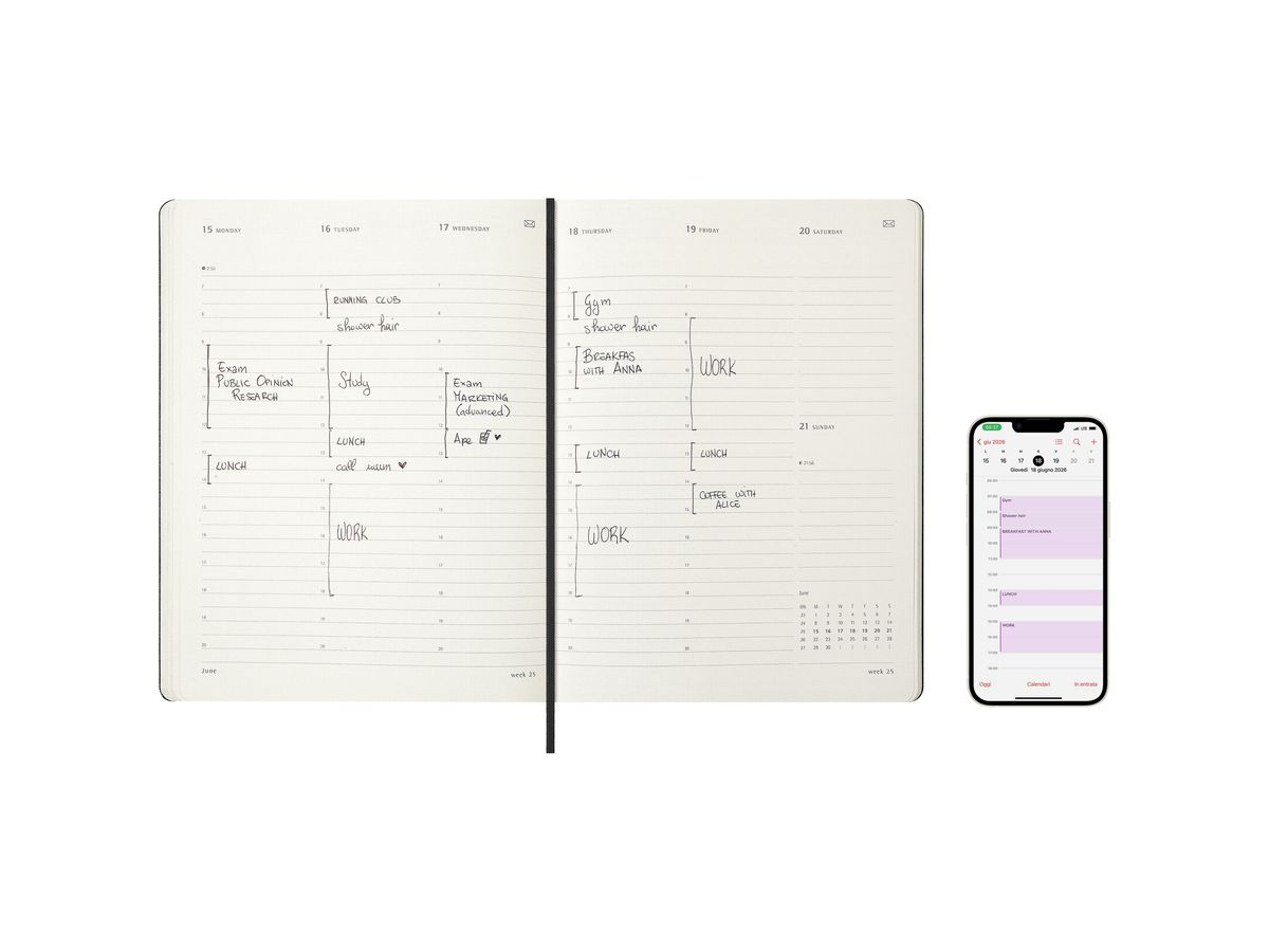 MOLESKINE Agenda Smart Weekly Pro 2026 SMDHB12PRO4Y26 1S/2P nero HC 19x25cm (8056999275853)