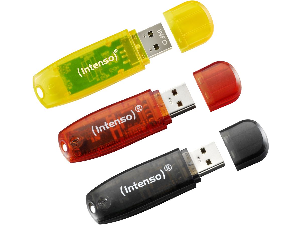 INTENSO USB-Stick Rainbow Line Pack 3502483 3x 32GB yellow, red, black (4034303031924)