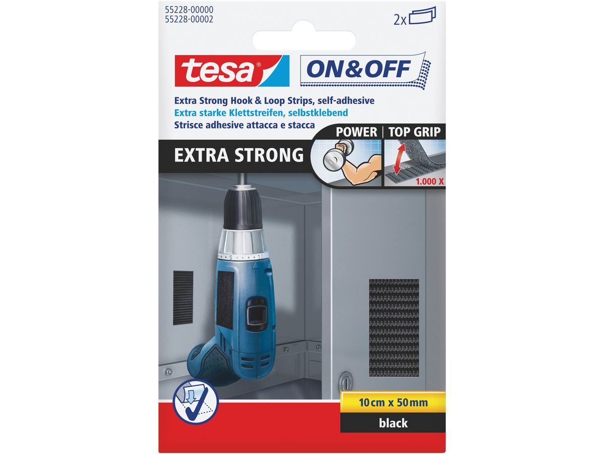 TESA Velcro On&Off 5x10cm 552280000 nero 2 pz. (4042448859488)