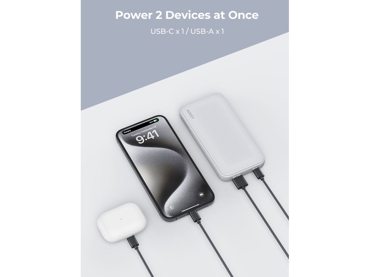 AUKEY Spark GO 10000mAh Plus Powerba PB-Y46P WH 20W Fast Charging, White (0689323788590)